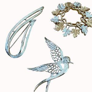 Sarah Coventry Vintage Brooch Set Retro 60's 70's Mid Century, Nature, Grandma C